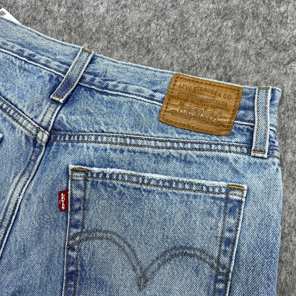 Levis Wedgie Shorts Womens 27‎ Blue Distressed Cutoff Denim High Rise Button Fly